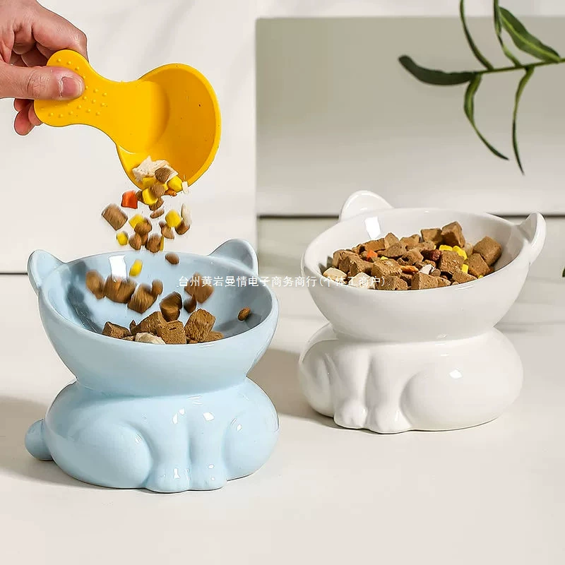 Высокая миска для кошек, керамическая противоударная миска для риса, миска для кошачьего корма, защита питьевой воды, шейный отдел позвоночника, питьевая вода, миска для корма для домашних собак
