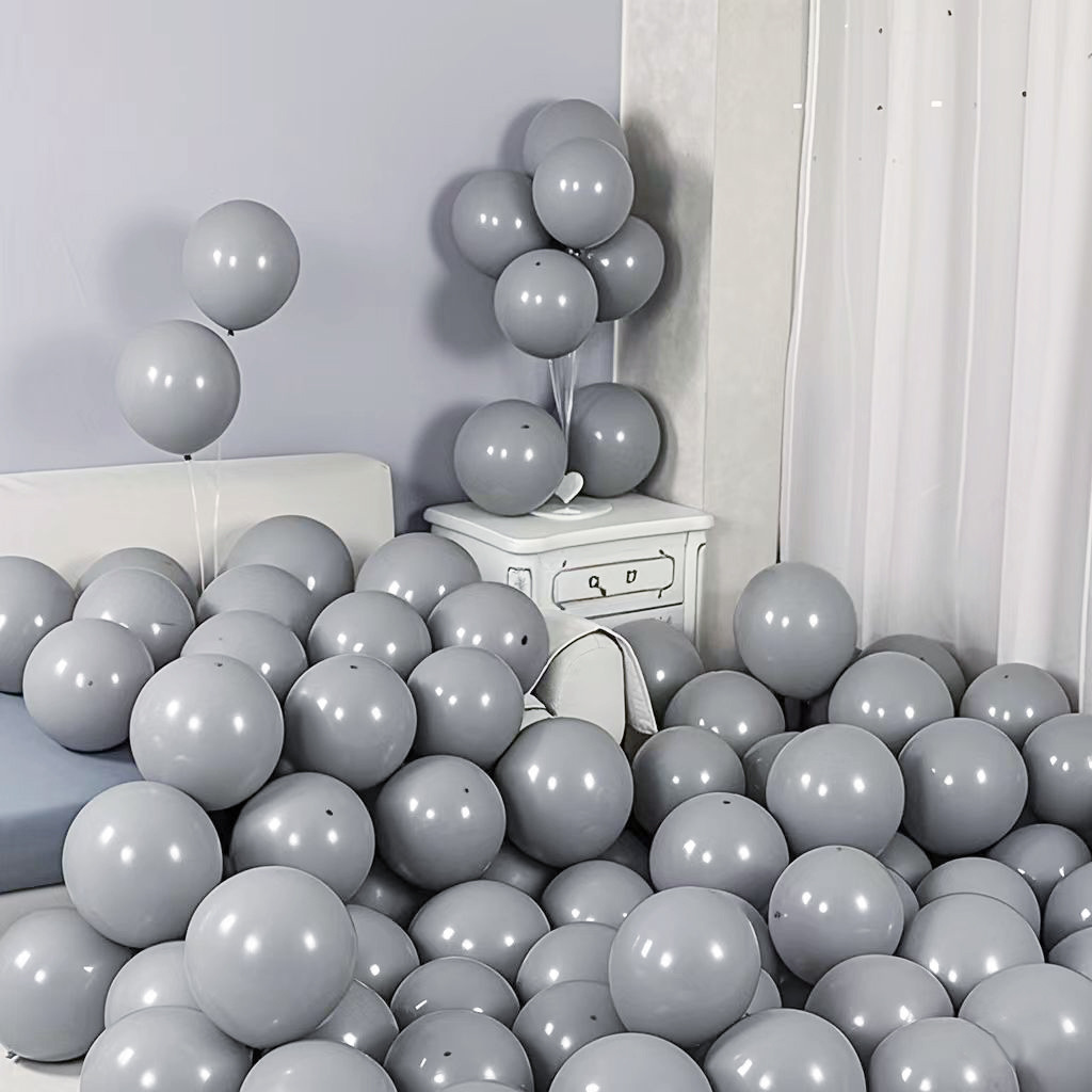 Globo gris mate de 5 pulgadas, diseño de decoración de ambiente de apertura de globo de cumpleaños de látex grueso de imitación de alta calidad