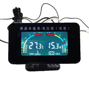 12V24V Car Modified Instrument Lcd Dual Display Water Temperature Voltmeter Two-In-One Truck Water Temperature and Voltage Combination Meter