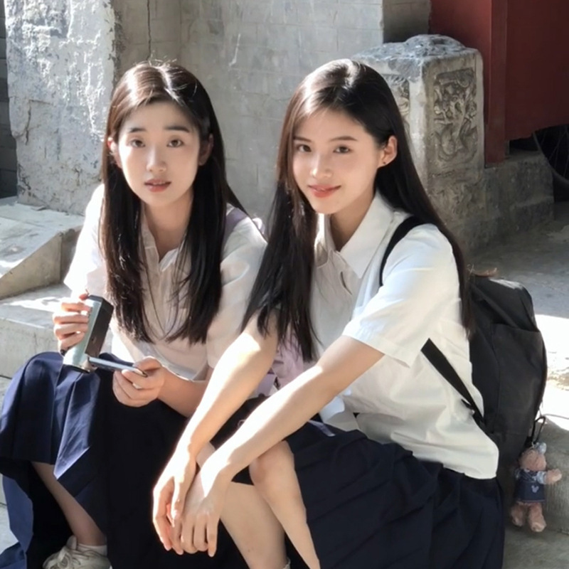 White Shirt Women's Short-sleeved jk Uniform High School Student Graduation Top Shirt with Class Uniform Summer Preppy Style Suit White Shirt Women's Short-sleeved jk Uniform High School Student Graduation Top Shirt with Class Uniform Summer Preppy Style Suit