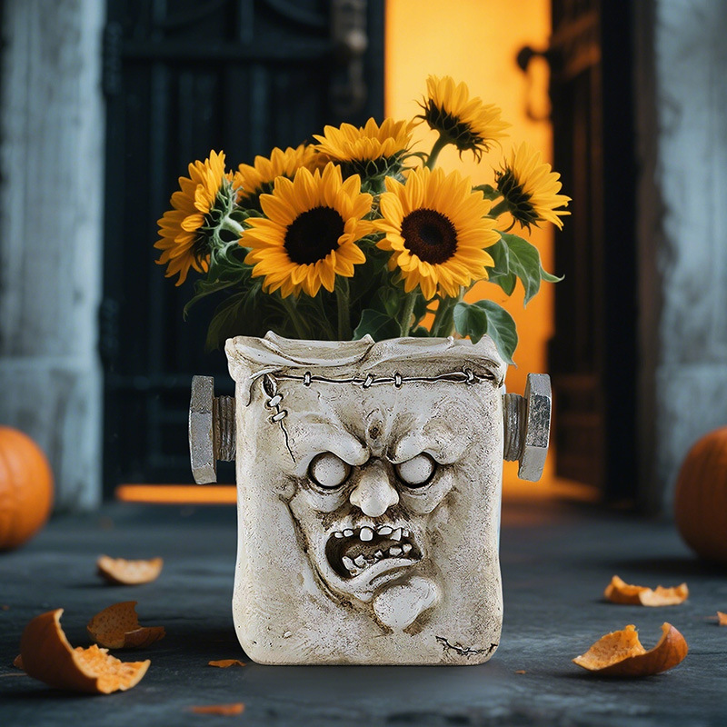  New Halloween Funny Clown Expression Resin Flower Pot Home Desktop Balcony Fleshy Potted Small Ornaments