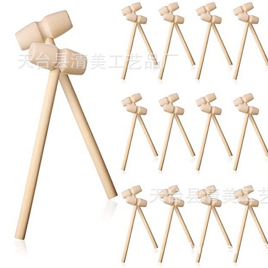 Martillo decorativo de madera, adornos de madera, martillos de madera pequeños, juguetes para niños, accesorios de martillos de madera