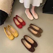 Ve&La 温柔可爱平底芭蕾舞鞋女鞋2024年春气质红色配裙子浅口单鞋