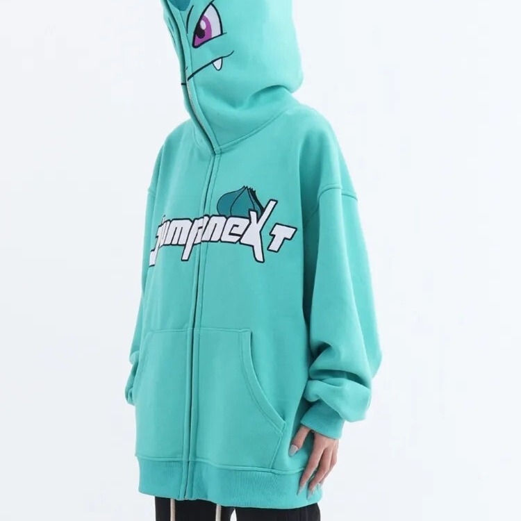 American street hip hop hooded full zipper sweater 2023 New Gothic style design trendy loose hoodie for men