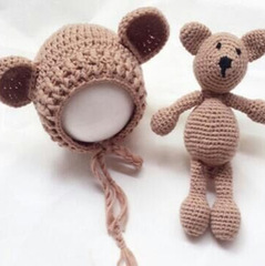 New Style European and American Studio Children's Photography Clothing Newborn Sweater Set Baby Photo Shoot Outfit Little Bear