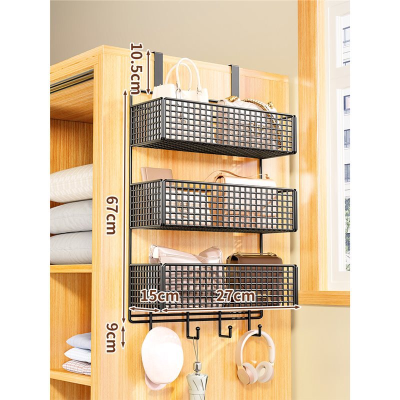 검정색 3단 중형 후크(캐비닛 측면 모델)