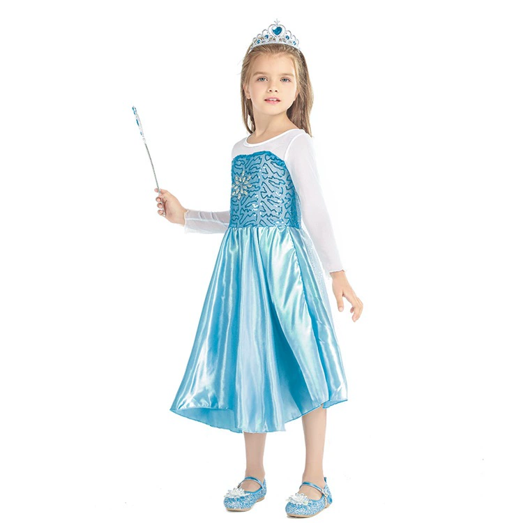 Платье Elsa с длинными рукавами пайетки и стразы FROZEN