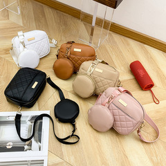 小香風菱格兩件套女士包包2023新款時尚百搭子母包跨境斜挎包