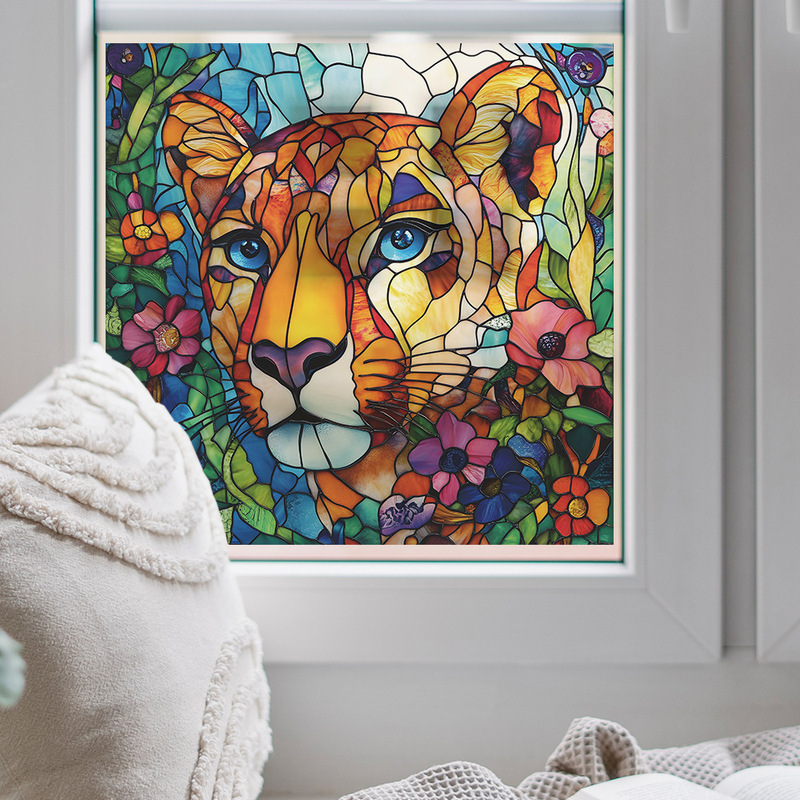 Creative Lion Flower Window Bathroom Entrance Home Decoration Wall Sticker Self-Adhesive Wholesale Hy-F463Uv