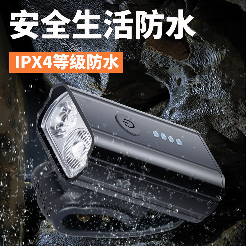 Luz para bicicleta de montaña para exteriores para ciclismo nocturno, iluminación de luz potente, faro cuadrado antivibración, LED recargable a prueba de agua