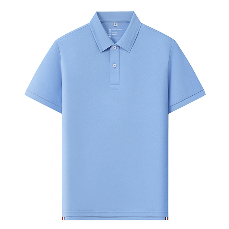 50D Cool Sona Color sólido Polo de hombre Ropa de trabajo corporativa de verano para mujer Manga corta con cuentas antiarrugas personalizada