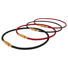 周家同款1.5毫米小孔硬金钢丝绳手链2毫米镀金旋钮扣手绳