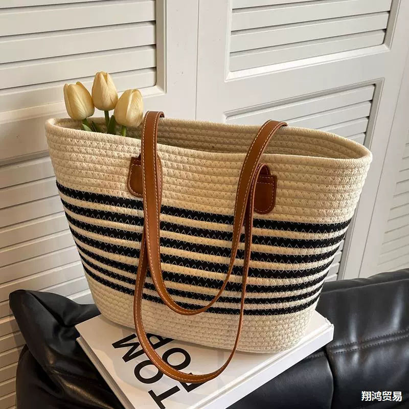 Соломенная сумка женская большая емкость 2024 новый летний дикий плечо сумка Тотер пляжный отдых тканая сумка
