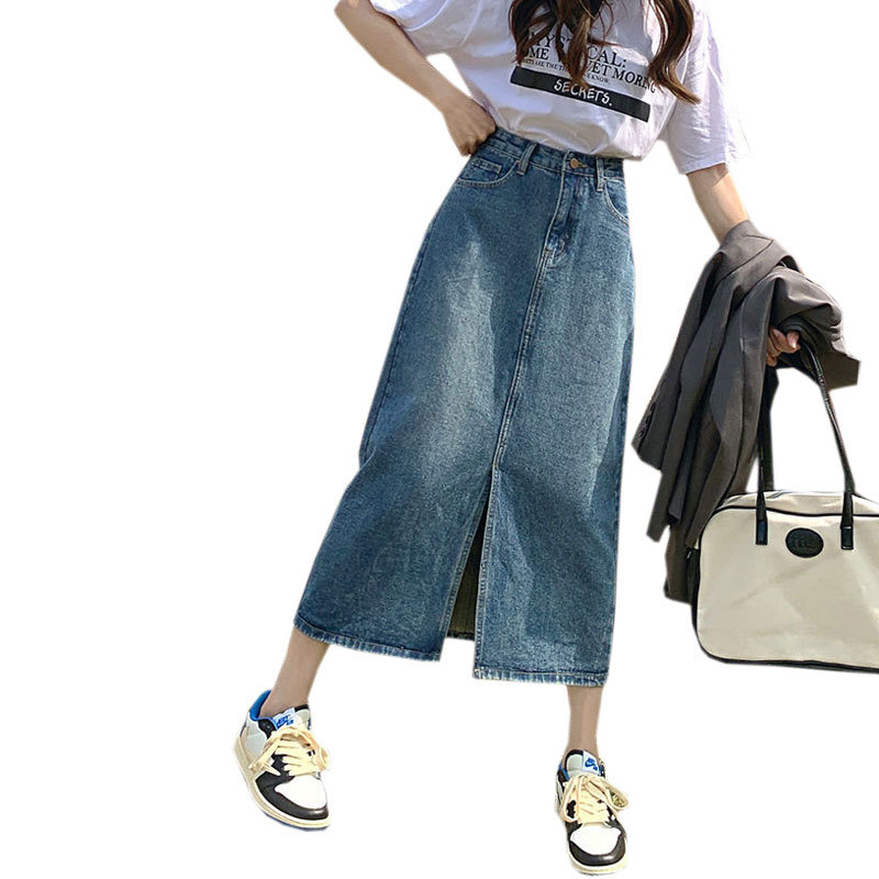Thin denim skirt