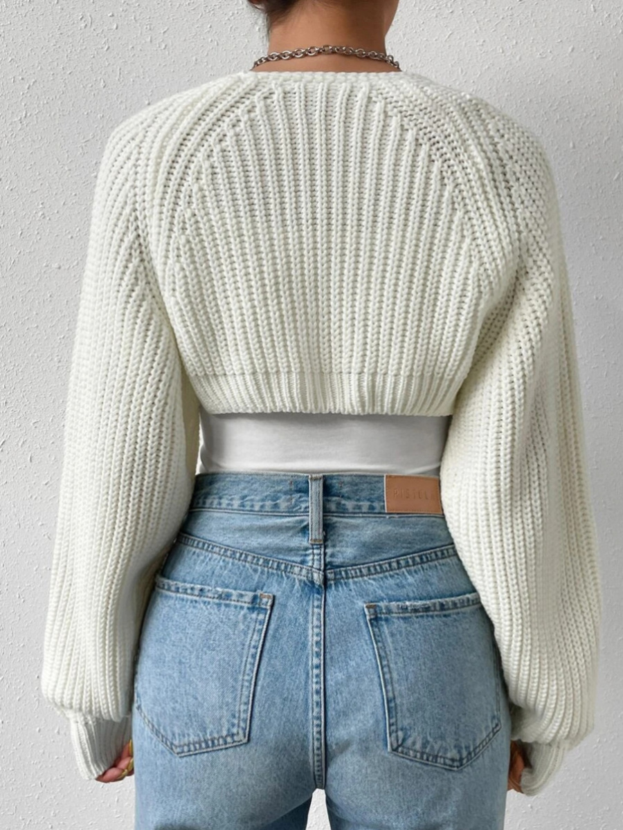 Women's Sweater Long Sleeve Sweaters & Cardigans Rib-knit Casual Simple Style Solid Color display picture 7