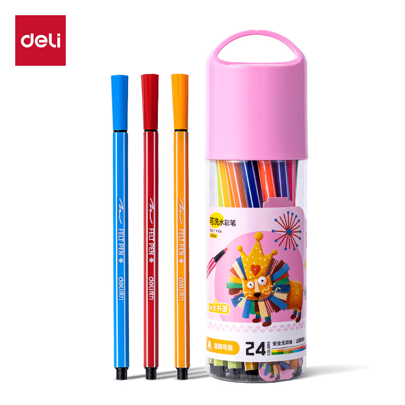 Bolígrafos de acuarela Deli Wishing Bottle, 12/18/24/36 colores, bolígrafos de acuarela lavables, bolígrafos de dibujo para niños.