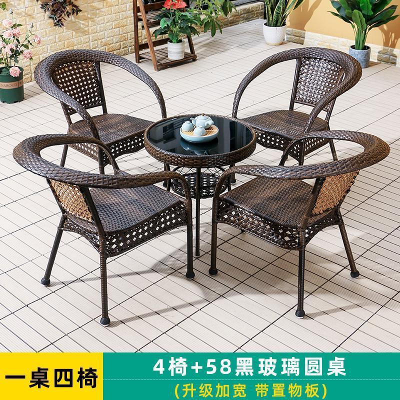 폭발 의자 4 개 + 검은 색 유리 원형 테이블 60 개