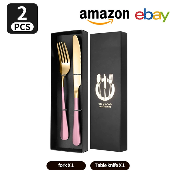 1010 Two-piece Set of Knife and Fork-Pink Gold