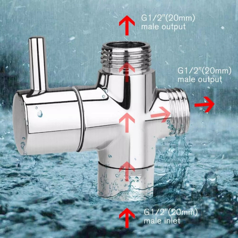 Wholesale Water Diverter Shower Faucet Three-Way Diverter Valve Shower Head Switch One-To-Two Connector Converter