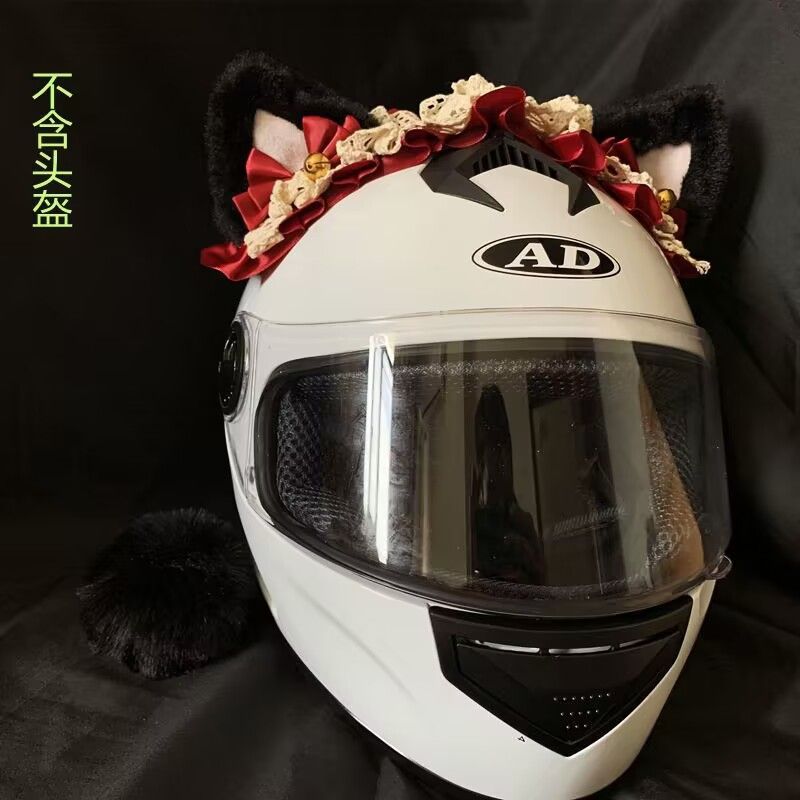 Cat Ears: Motuoche Auto Parts and Accessories - black-ears-red-silk-lolita-headband-tail
