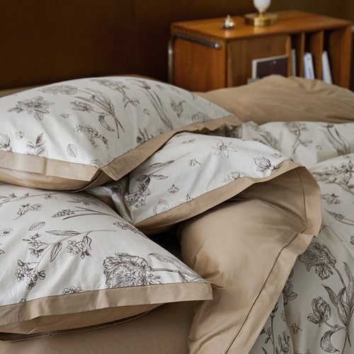Selected Grade A Lightweight Luxury Long Staple Cotton 3-Piece Set Vintage Style 100% Cotton Bedding Set Including Bed Sheet, Duvet Cover, and Fitted Sheet