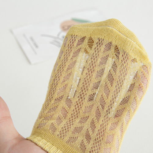 Sugarcane Color Invisible Socks Air Conditioning Socks Children Summer Slipper Socks Plain Color Cotton Socks Thin Hole Socks Mesh Boat Socks Wholesale