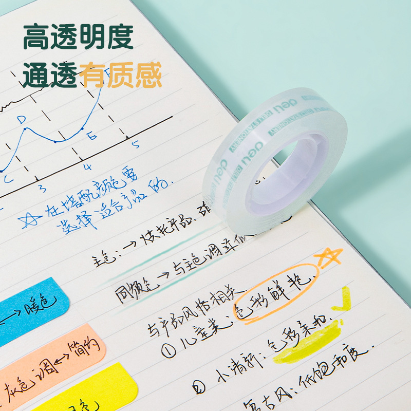 得力文具胶带高透明易撕小学生强粘力玻璃纸胶纸便携胶带小胶布|undefined