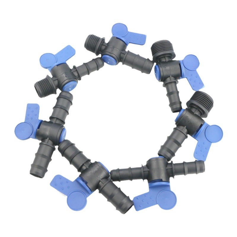16旁通阀门配件滴灌带灌溉直通开关贴片式节水设备滴管滴水带接头