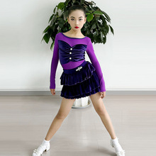 Ｗ69儿童拉丁舞练功服高级舞蹈裙训练表演服装秋冬少儿拉丁服女童