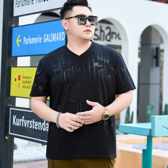 Summer New Men's Short-sleeved T-shirt Extras Large Size Casual Printed Thin Short-sleeved Round Neck T-shirt for Young and Middle-aged Men