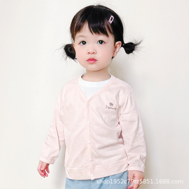 Ropa solar infantil de verano ropa delgada de algodón Cardigan chaqueta de aire acondicionado para niños niñas chaqueta de bebé image 9