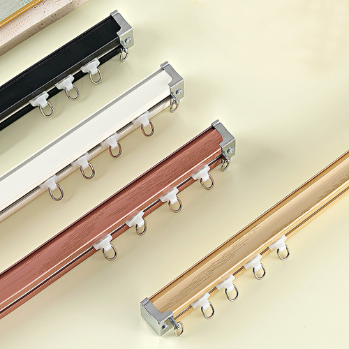 Aluminum alloy guide rail rail slide curtain track silent curtain rod top-mounted side-mounted single rail double rail straight rail wholesale