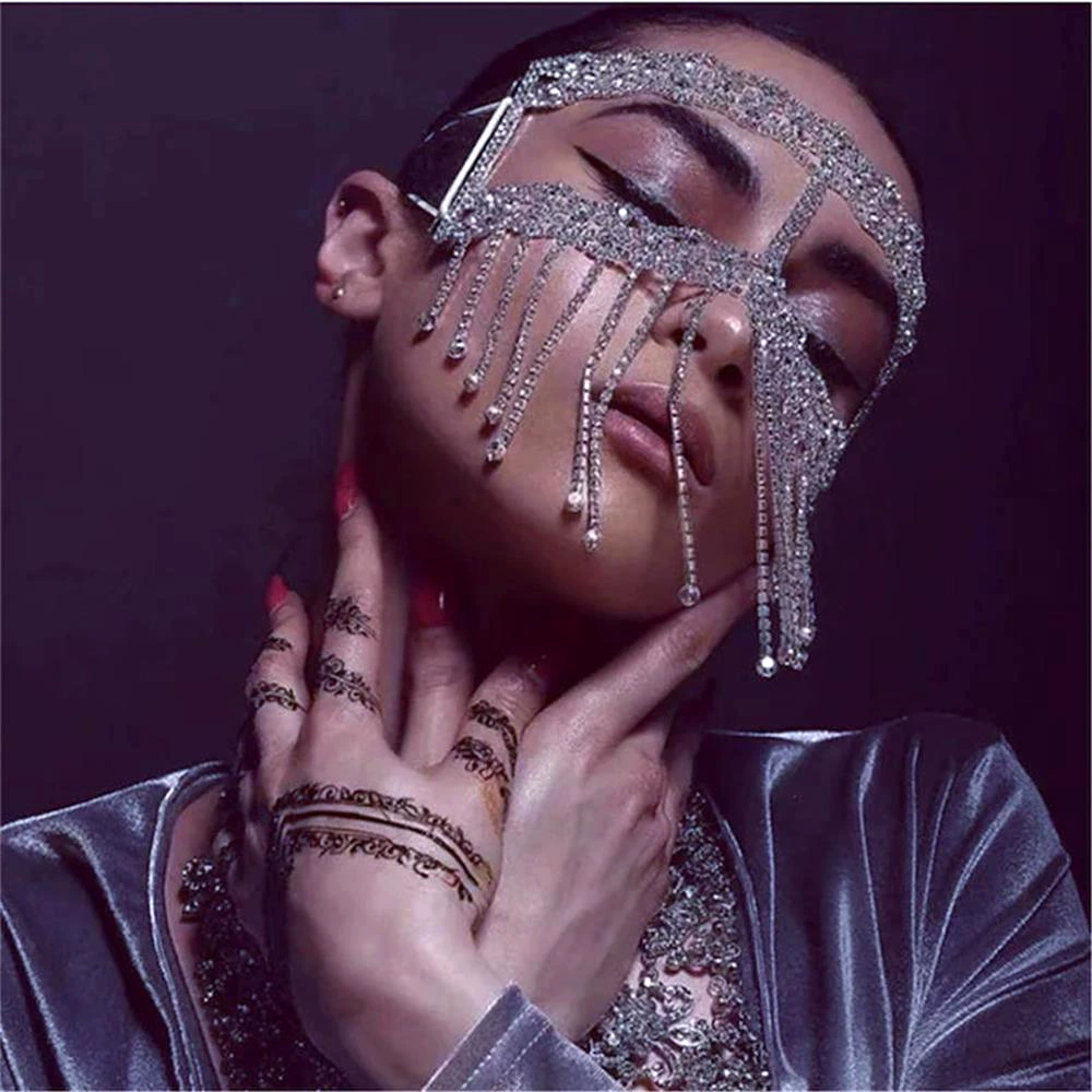 Трансграничные горячие продажи маски с кисточками Маскарадные модные сексуальные полумаски со стразами Европейские и американские фестивальные аксессуары для лица