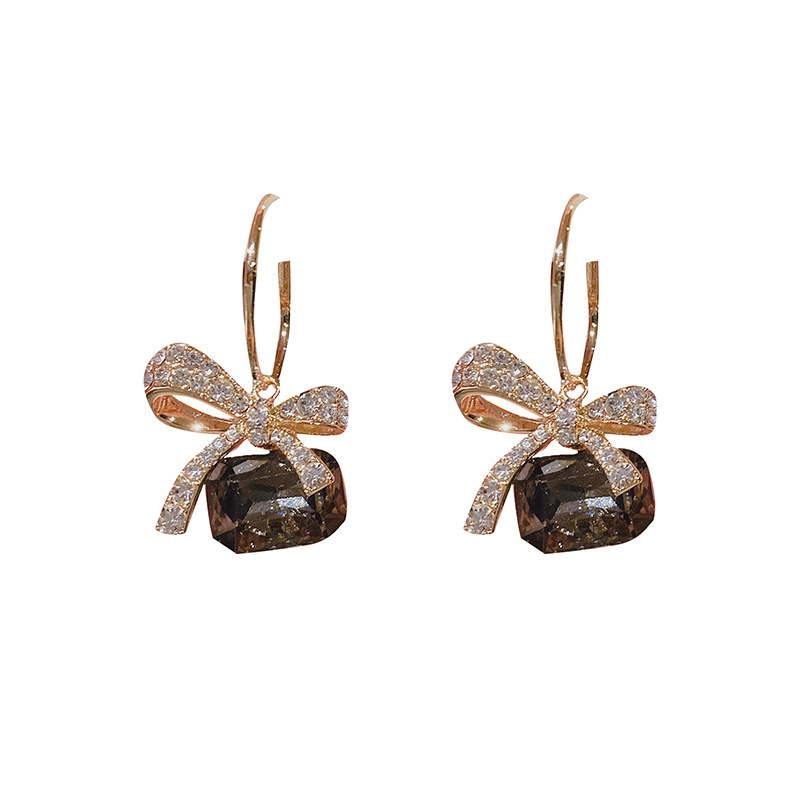 Zircon Inlay Material 1 Pair Sweet Bow Knot Alloy Plating Zircon Women's Earrings