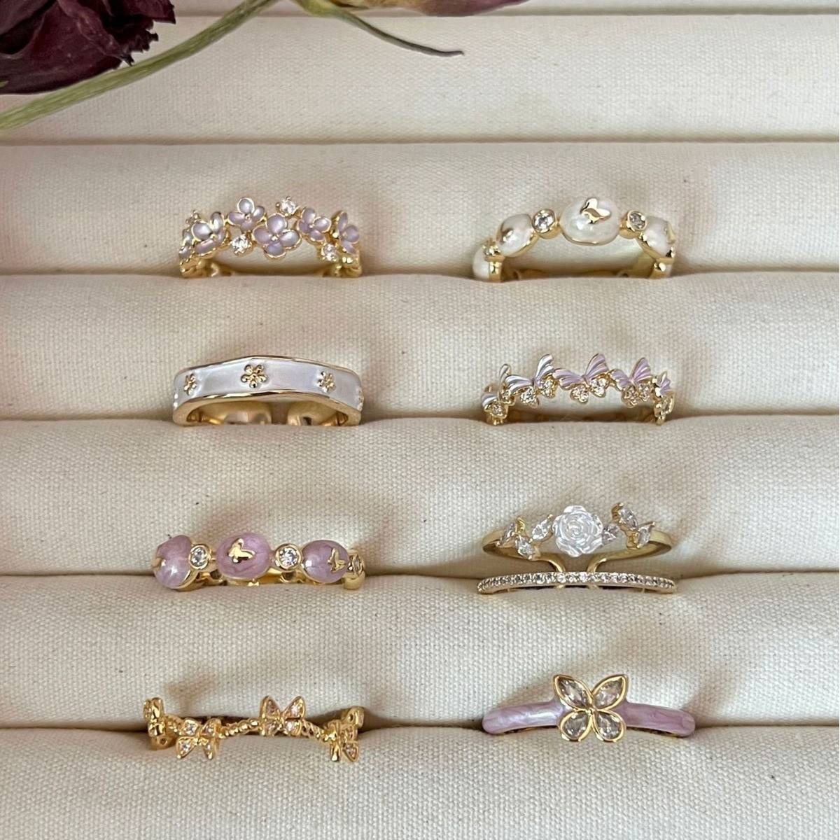 Korean Style Flower Open Ring For Women Stackable Finger Jewelry_voghion.com
