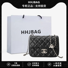 一件代发时尚女2025新款小香风真皮女包方胖子菱格链条单肩斜挎包