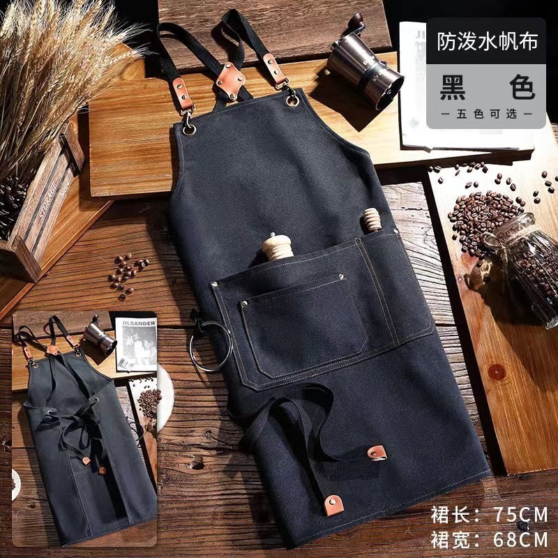 工厂防水帆布围裙定订印字餐饮厨房工作服耐脏跨境广告外贸批发|undefined