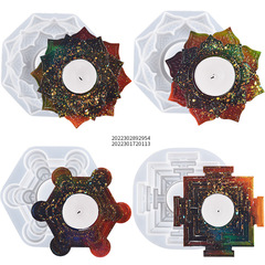 Yuming beauty DIY resin drop glue plaster retro multi-layer irregular shaped candle holder silicone mold mirror