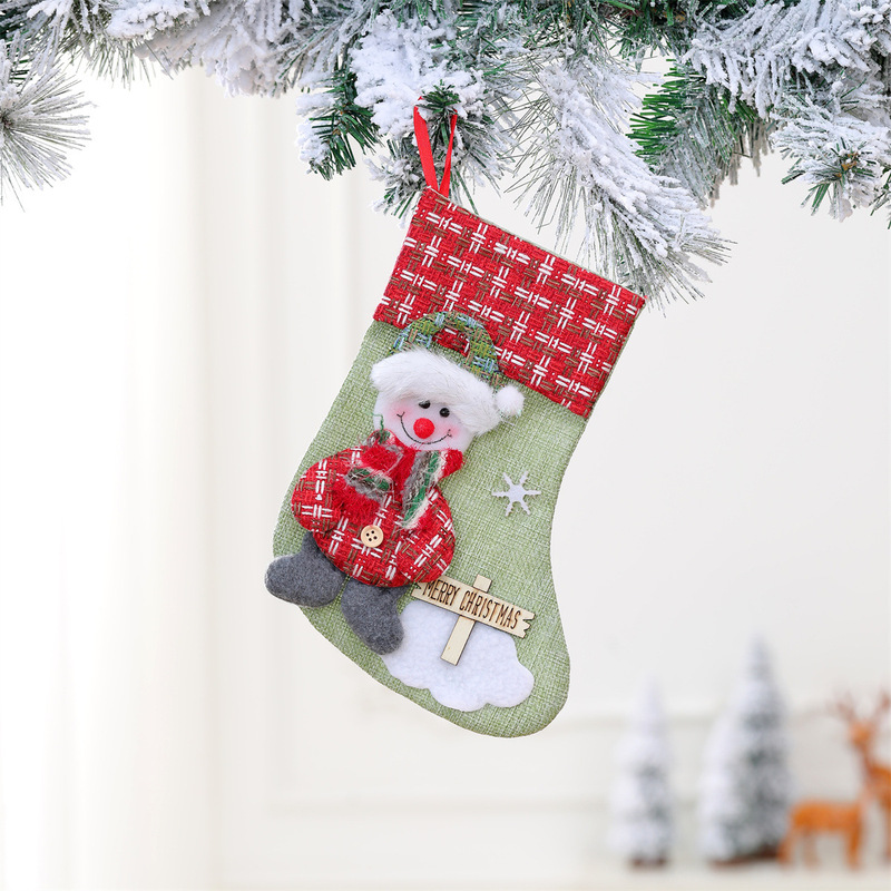 新品mサイズクリスマスソックスクリスマスキャンデーギフトバッグ装飾用品木製ブランドクリスマスソックス装飾ストラップ付き|undefined