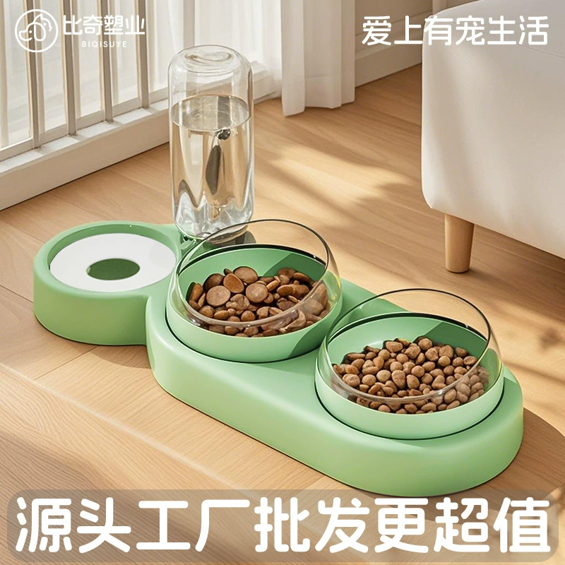 Индивидуальная миска для кошек, миска для домашних животных, миска для риса для кошек и собак, миска «три в одном», наклонная миска для защиты шеи, автоматическая миска для воды оптом.