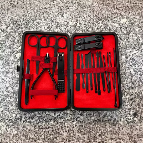 Nail clippers 18-piece set of black and red nail clippers suit a hair finger manicure home beauty suit