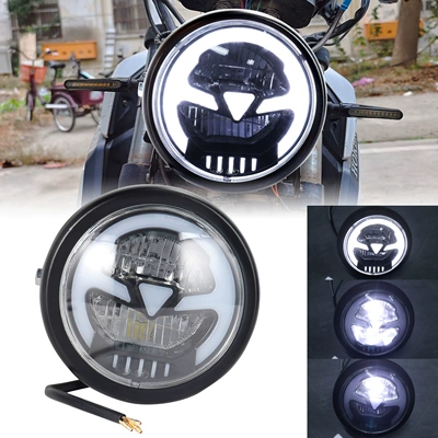 Retro motorcycle modified LED daytime aperture front headlight Harley motorcycle headlight retro light (Ön faralar) - new-white-light