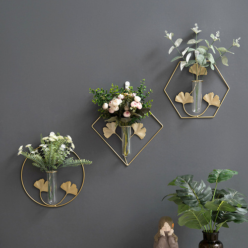 Iron ins wall dried flower vase wall hanging wall decoration wall decoration pendant home living room background wall decoration