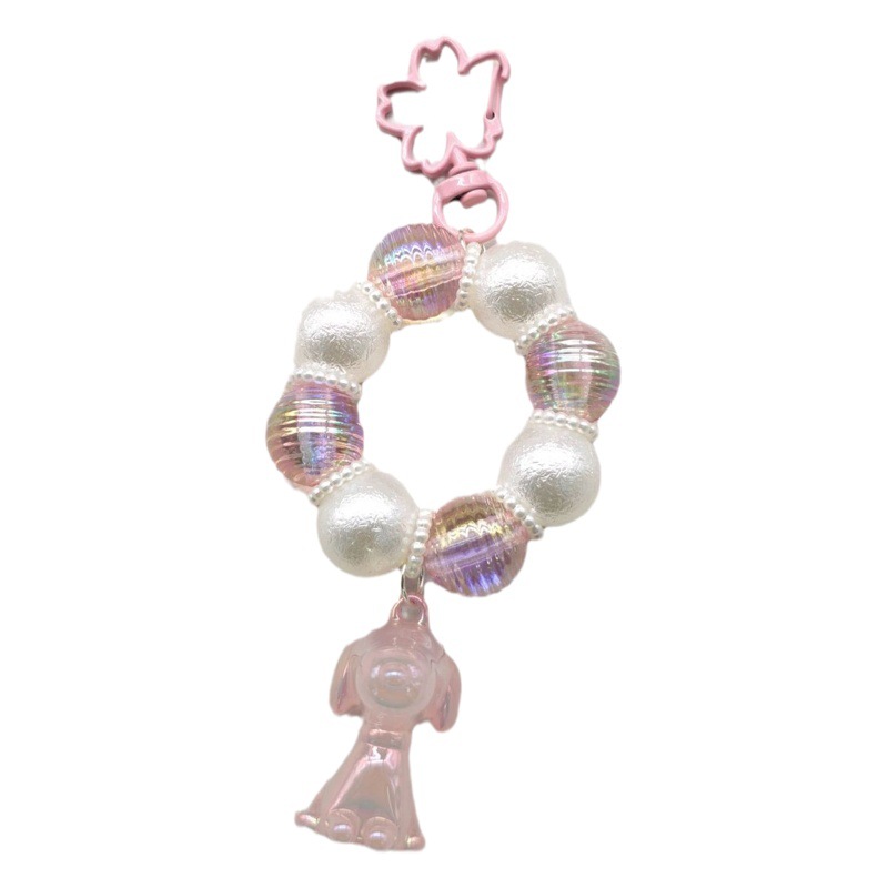 2023 nueva ronda de cadena de cuentas llavero colgante cadena de teléfono móvil colorido fresco perla luminosa color sólido accesorios auricular