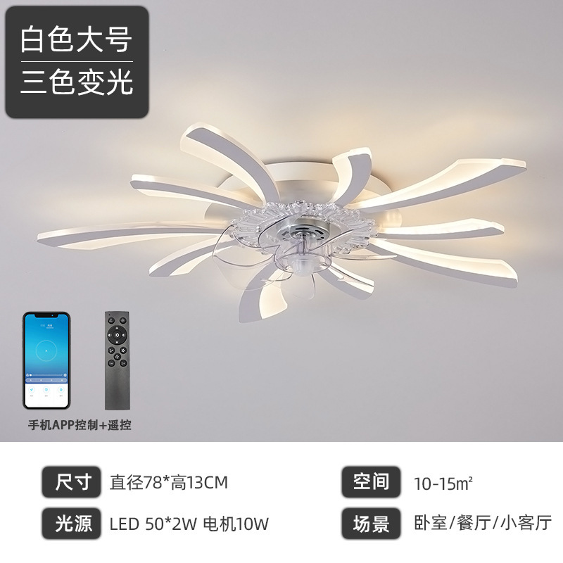 Luz de techo de la sala de estar moderna minimalista ultrafino LED inteligente luz Nordic Dandelion comedor dormitorio ventilador Paquete de luz