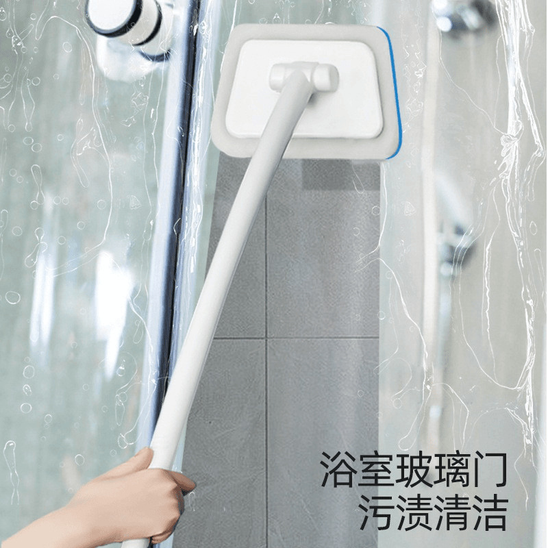 Bathroom Multifunctional Wall Cleaning Brush, Household Long-Handled Replaceable Head Bathtub Brush, Tile Window Glass Sponge Brush