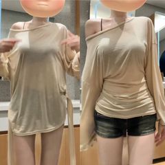 薄型スリムフィットで多用途なデザイン、スリムな長袖バックTシャツ、夏用ストラップウエストブラウス、日焼け止めトップス、直販