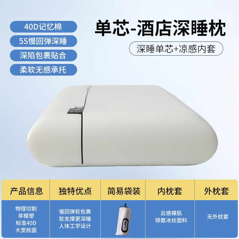 アトゥールホテルと同じスタイルのディープスリープピローPRO2メモリーピロー、頸椎サポート大人用枕、低反発メモリーフォーム枕芯