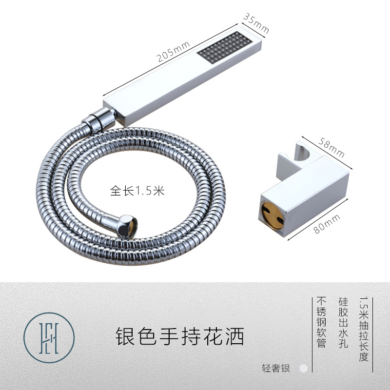 Baño ducha oculta plateada supercargador rociador incrustado en la pared oculto hotel conjunto de ducha doméstica de cobre