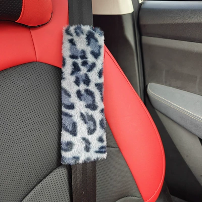 Cross-Border Car Seat Belt Plush Seat belt shoulder pad - leopard-print-shoulder-pads-gray-about-235x65cm